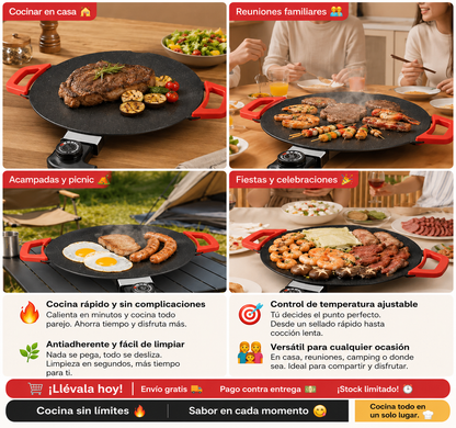 Plancha Grill Premium™ – Más sabor, menos complicaciones 🍳